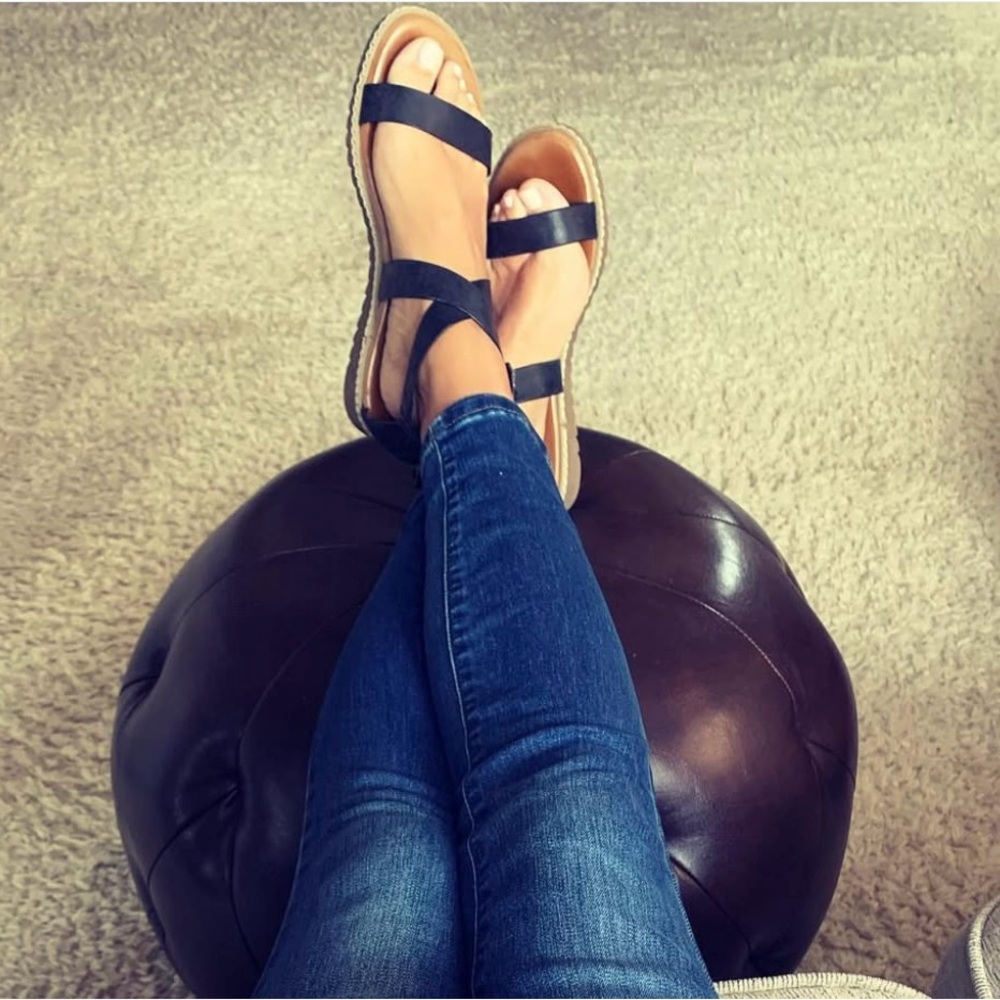 Blowfish Malibu Ozone Vegan Leather Strappy Sandals - Black - Sz 7.5